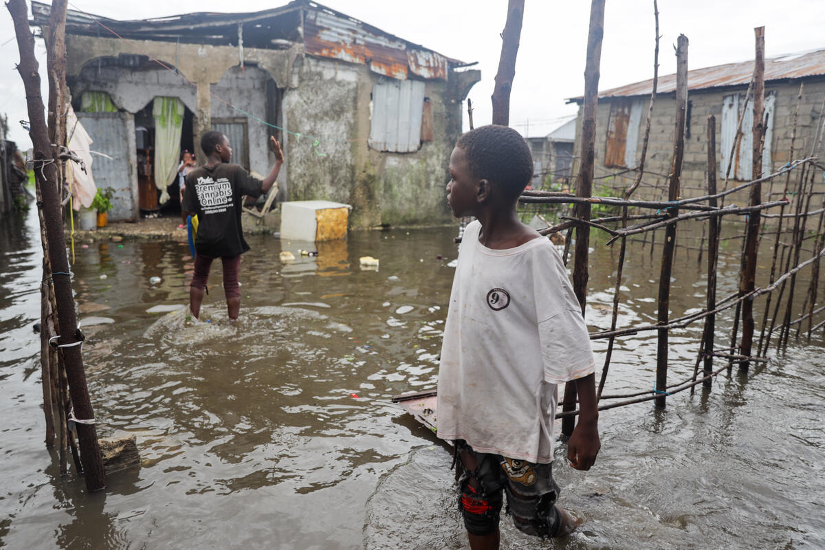 Scene from La Savane, locality close to the sea. The rising water flooded the houses. Most of the families moved to temporary shelters.