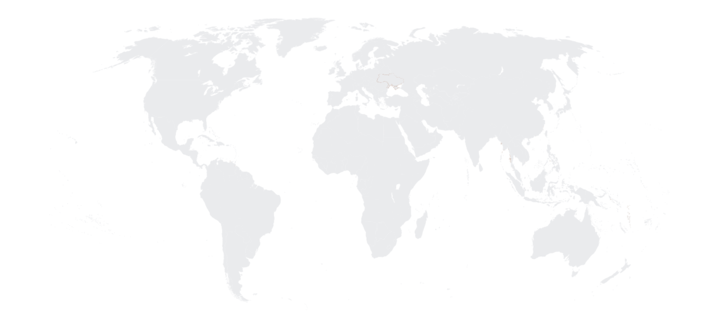 Animated map highlighting the fragility of countries that we serve. We prioritize from the most fragile (in dark red) to highly developing countries (in light red).