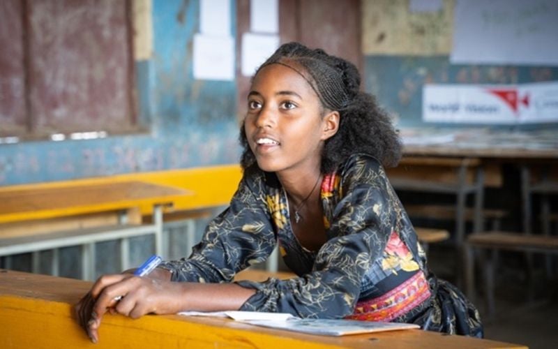 Through Nexus programming in Ethiopia, students like Fana, whose education was disrupted by conflict, can participate in accelerated learning programs. (Photo credit: World Vision Ethiopia)