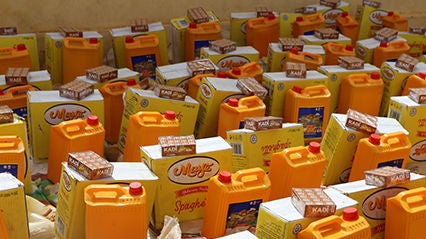 Food packs prepped and ready for distribution.