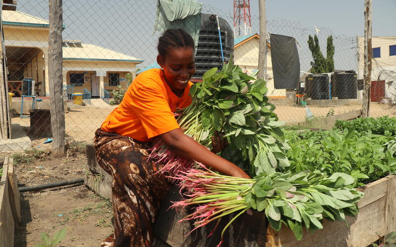 Women across the world are often forced to depend on their husbands to provide income for nutritious food. Mariam, 26, is part of a program in South Sudan that is pushing back on this gender norm by training women to their own vegetables for consumption and for supplementary household income. Photo: Scovia Faida Charles